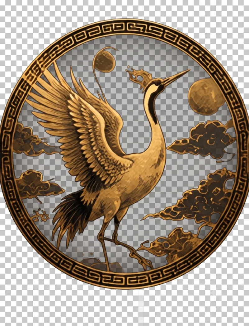 Emblema del Módulo Grulla — grulla dorada